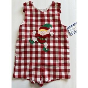 Kelly's Kids Boys Size 6 Romper Christmas Elf‎ Appliqué Jon Jon